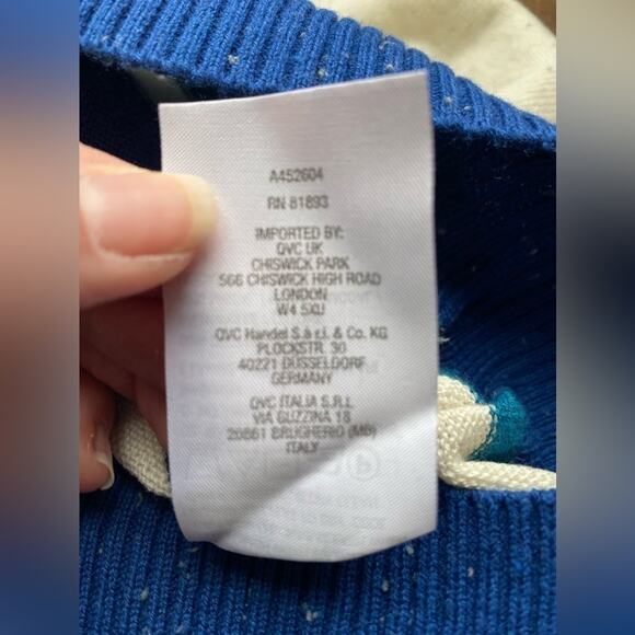 J Jason Wu NWOT Stripe Knit Sweater Women's 1X Modal Cotton Preppy Nautical Blue - Picture 7 of 7